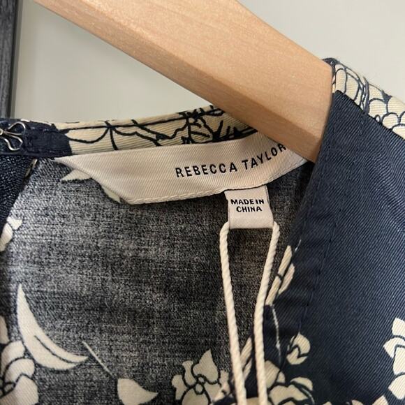 NWT Rebecca Taylor Gab Floral Print Tie Waist Wide Leg Cotton Jumpsuit Size 2 - Picture 3 of 13